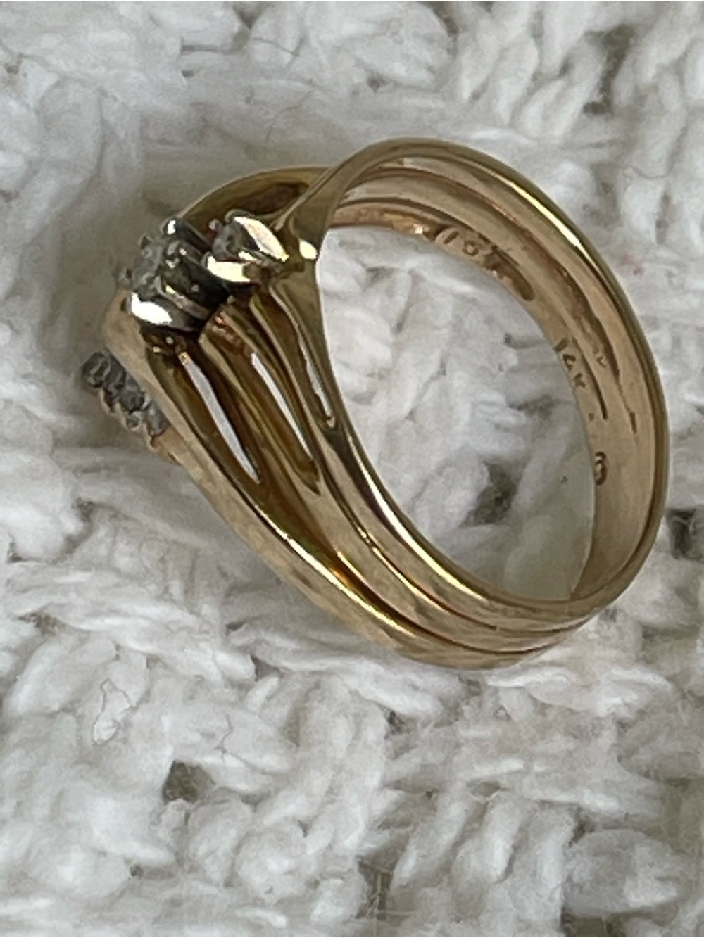 14k Multi-Band Wedding Set - approx size 5 - Picture 9 of 10